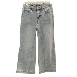 NYDJ Light Blue Teresa Wide Leg Crop Flare Jeans Denim Mid Rise Womens Size 2